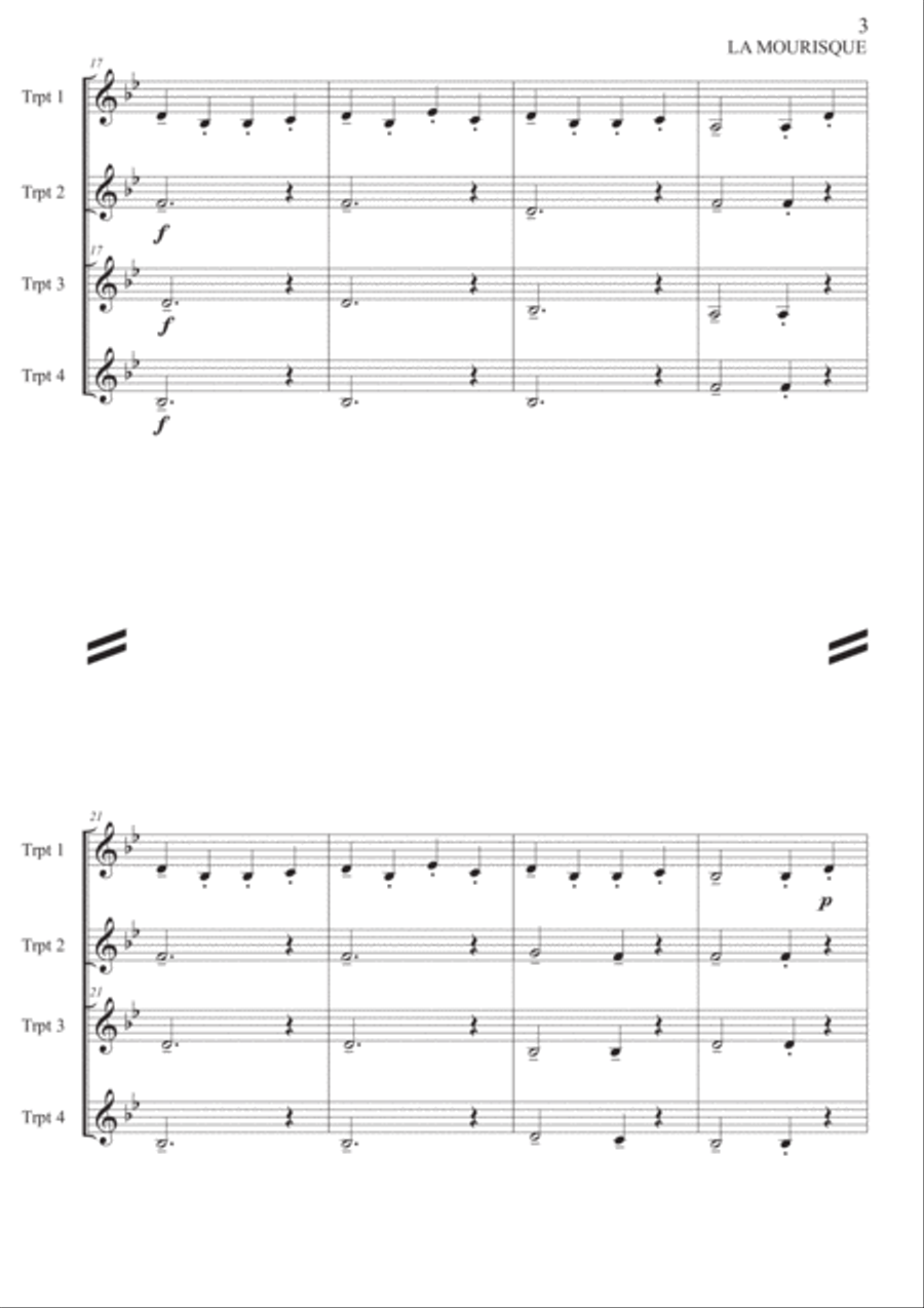 La Mourisque - Trumpet quartet Brass Quartet scores gallery preview page 4