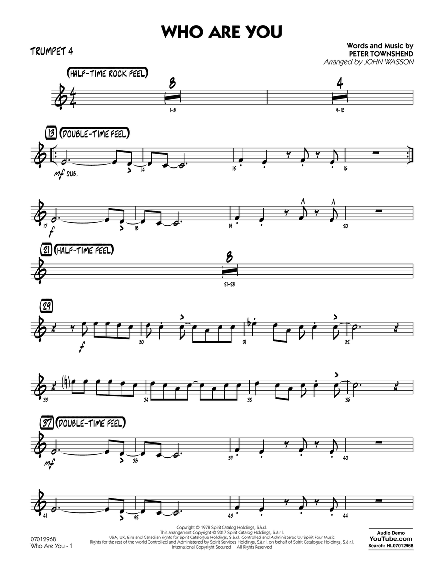 Who Are You - Trumpet 4 Jazz Ensemble scores gallery preview page 1