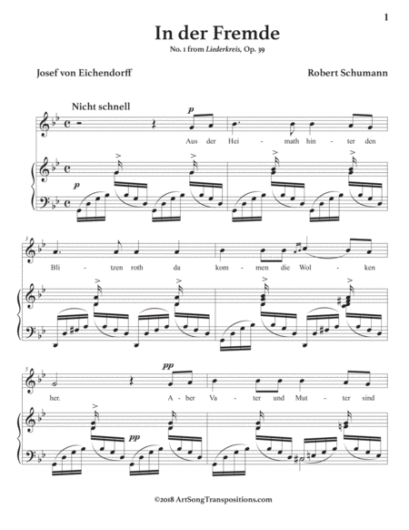 SCHUMANN: In der Fremde, Op. 39 no. 1 (transposed to G minor)