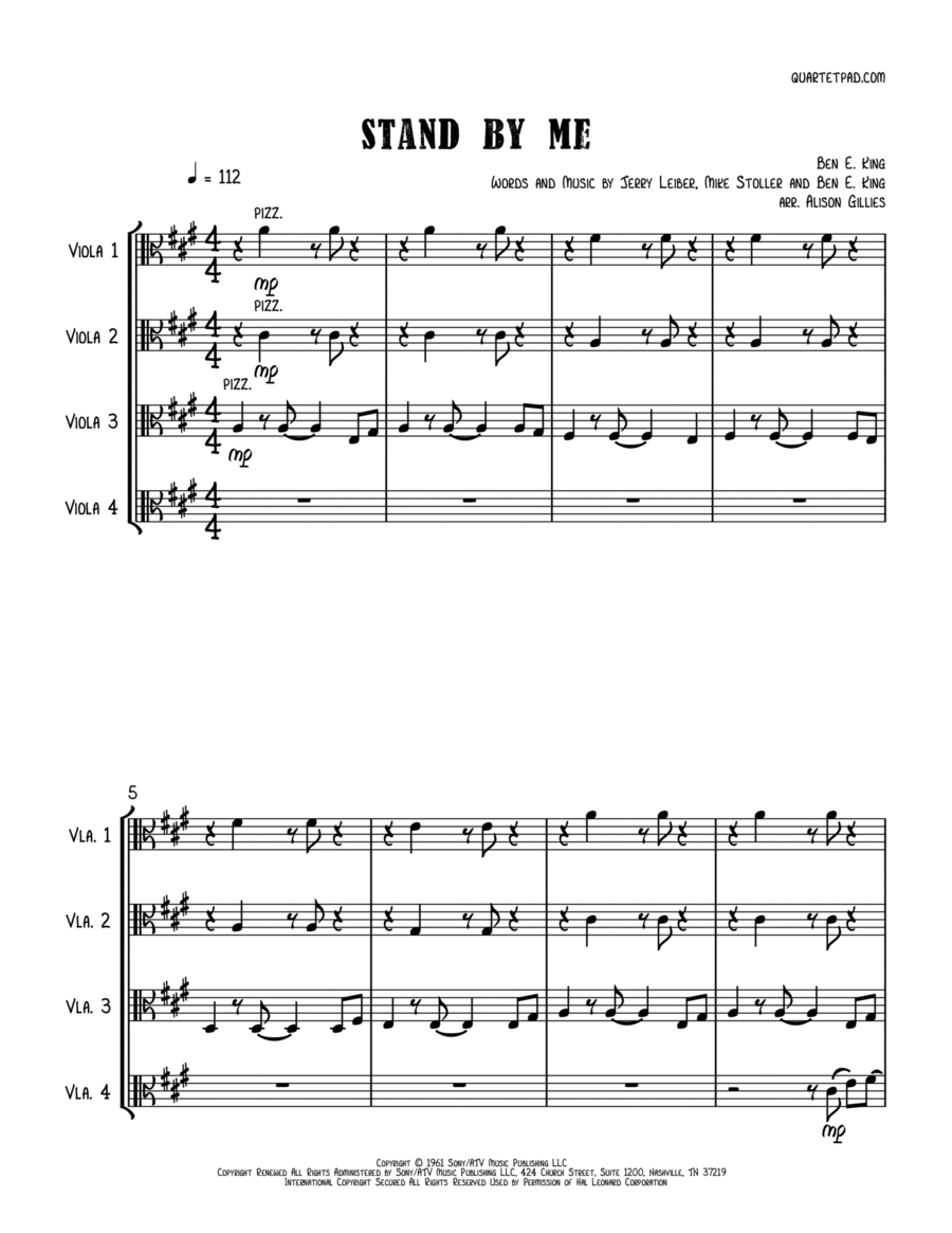 Stand By Me String Quartet scores gallery preview page 1