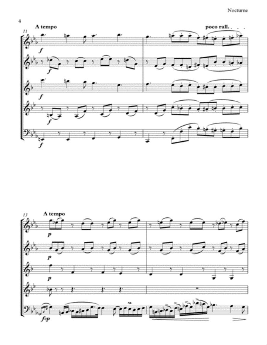 Chopin: Nocturne, Opus 9, No. 2 for Woodwind Quintet Woodwind Quintet scores gallery preview page 4