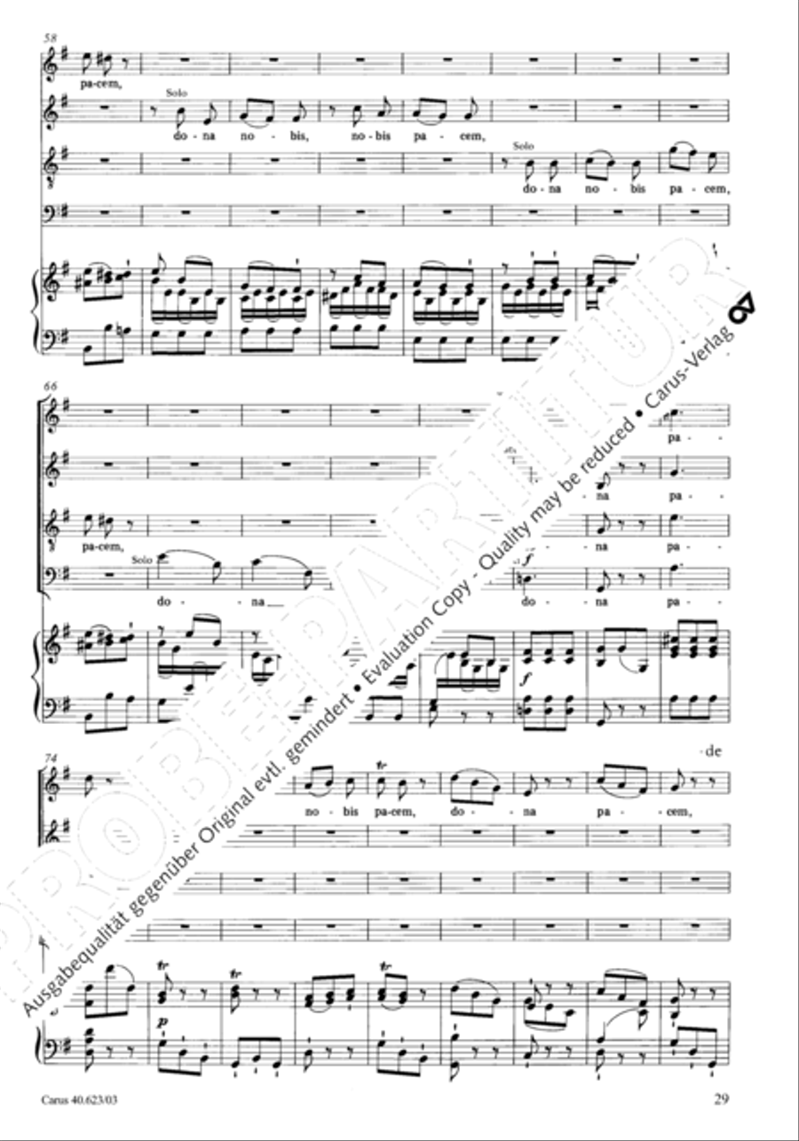 Missa brevis in G major 4-Part scores gallery preview page 32