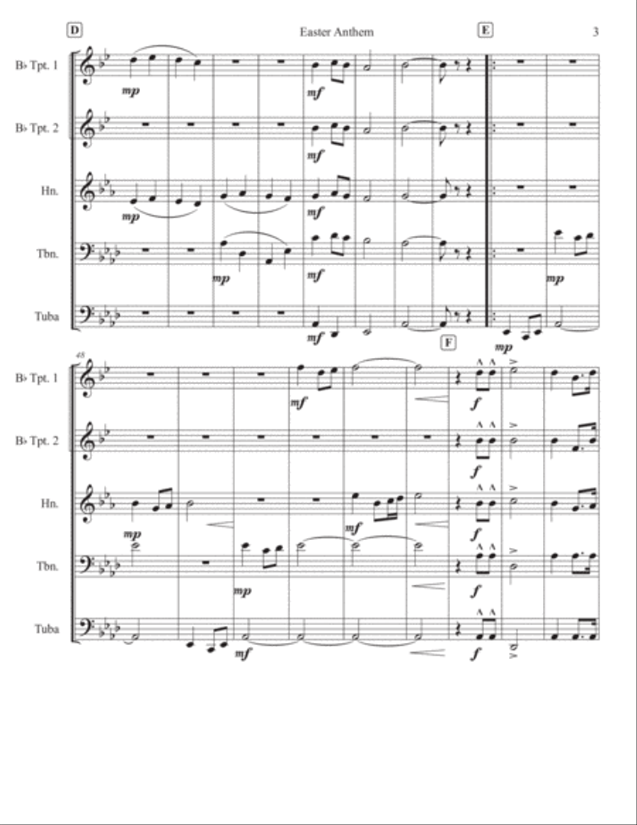 Easter Anthem Brass Quintet scores gallery preview page 3