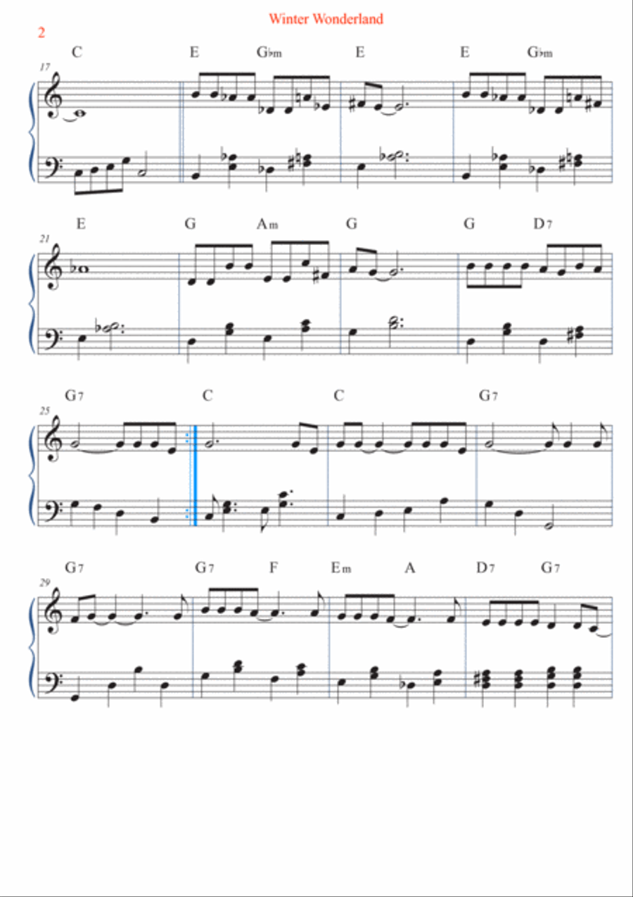 Winter Wonderland Easy Piano scores gallery preview page 2