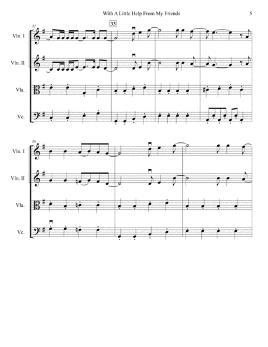 With A Little Help From My Friends String Quartet scores gallery preview page 5