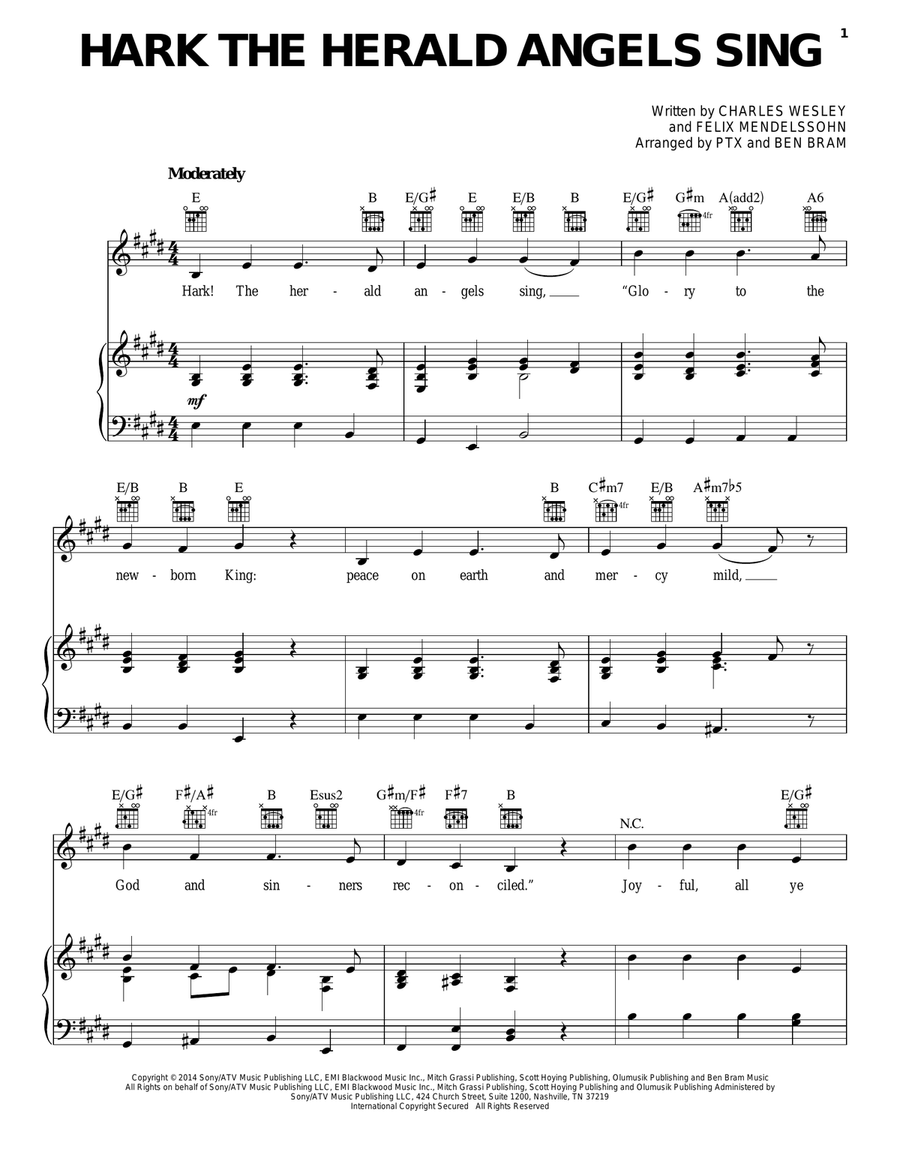 Hark! The Herald Angels Sing A Cappella scores gallery preview page 1