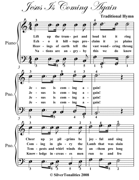Jesus Is Coming Again Easy Piano Sheet Music