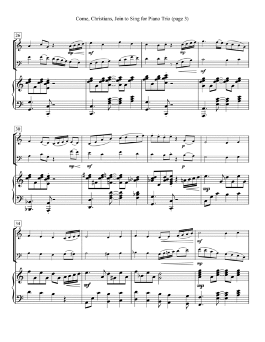 Come, Christians, Join to Sing for Piano Trio Piano Trio scores gallery preview page 3
