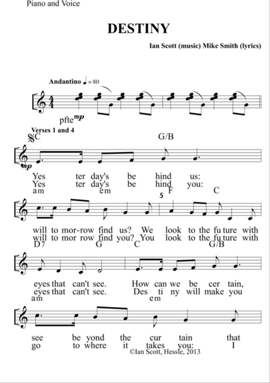 Destiny Lead Sheet Guitar scores gallery preview page 1