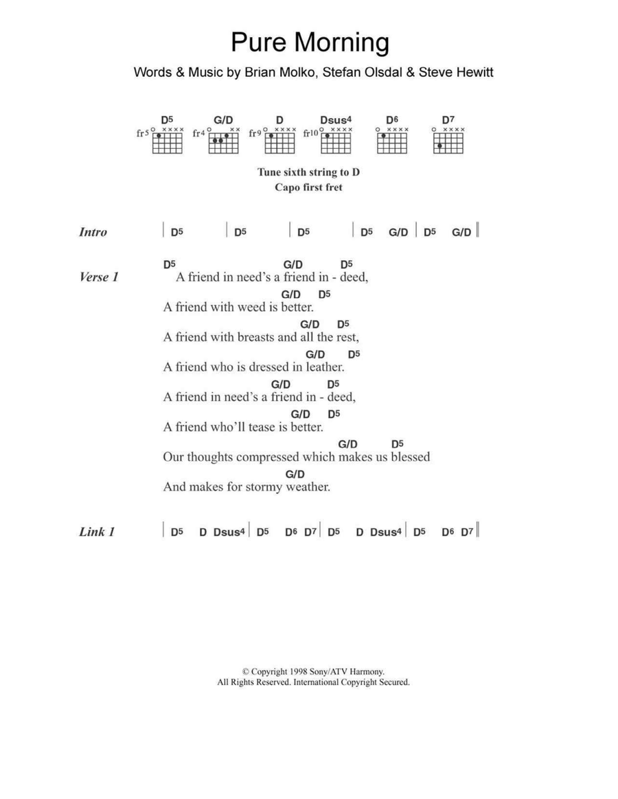 Pure Morning Easy Guitar scores gallery preview page 1