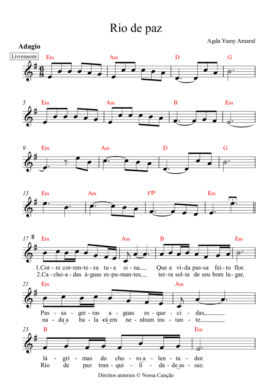 Rio de paz Rio de paz Piano scores gallery preview page 1