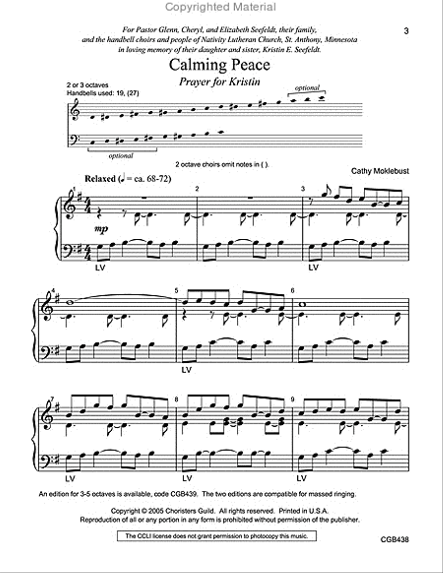 Calming Peace: Prayer for Kristin (2-3 octaves) 3-Octaves scores gallery preview page 2