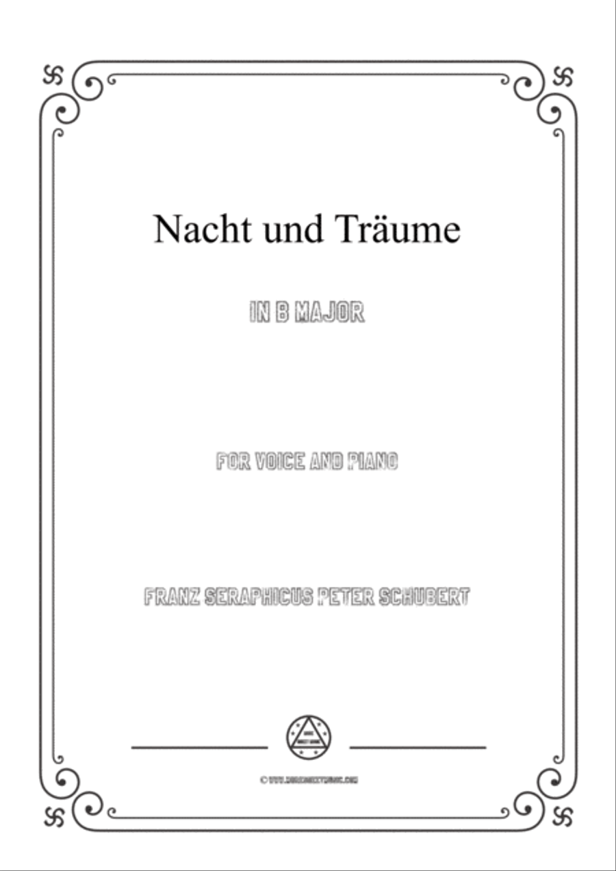 Schubert-Nacht und Träume in B Major,for voice and piano Voice Solo scores gallery preview page 1