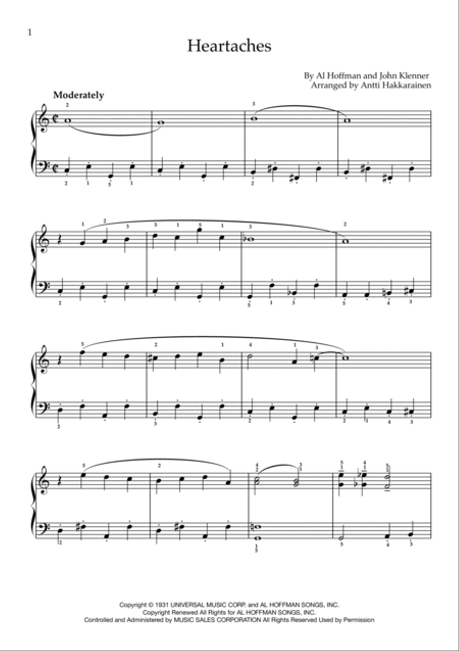 Heartaches Easy Piano scores gallery preview page 2