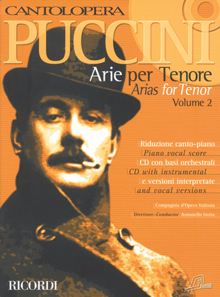 Book cover for Cantolopera: Puccini Arias for Tenor Volume 2