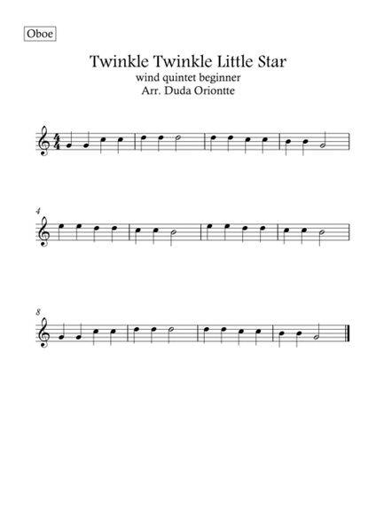 Twinkle Twinkle Little Star (For BEGINNER and kids (wind quintet) image number null