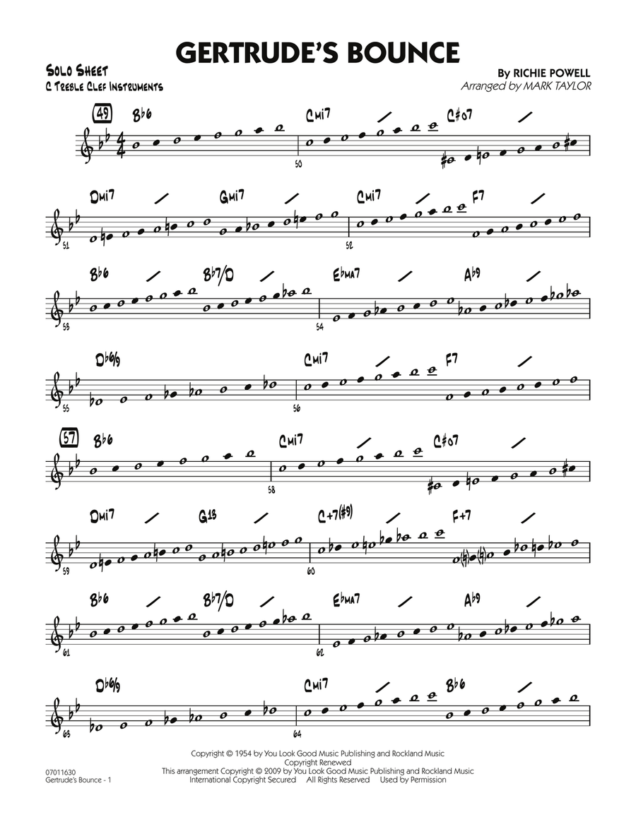 Gertrude's Bounce - C Solo Sheet Jazz Ensemble scores gallery preview page 1