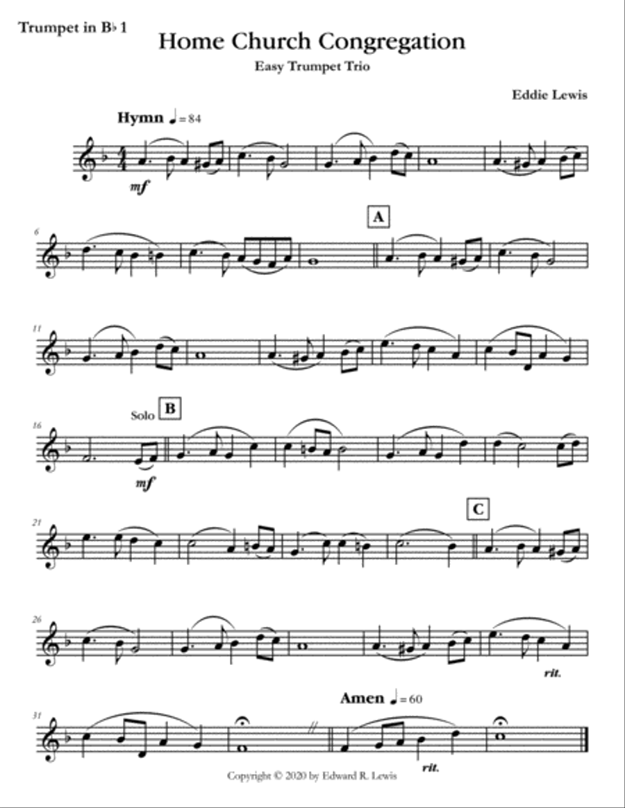 Home Church Congregation Easy Trumpet Trio Choir scores gallery preview page 2