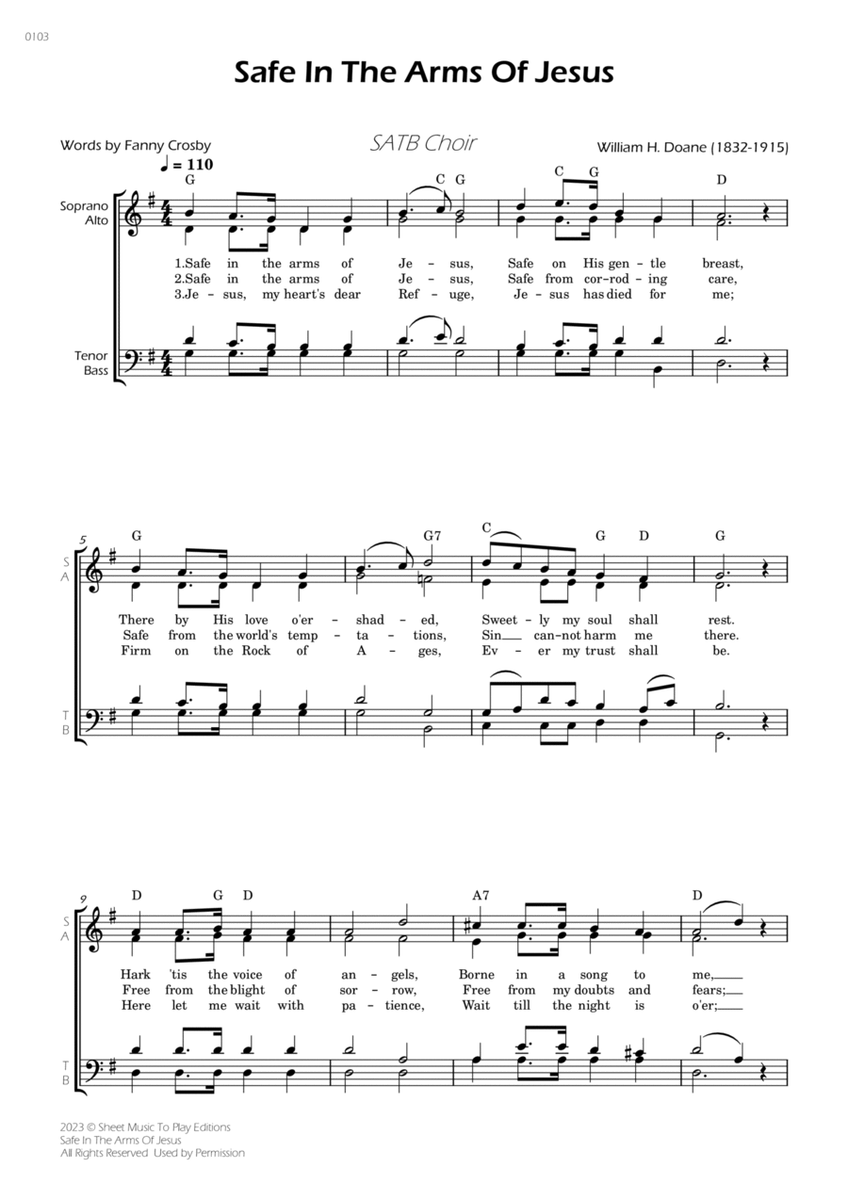 Safe In The Arms Of Jesus - SATB Choir - W/Chords image number null