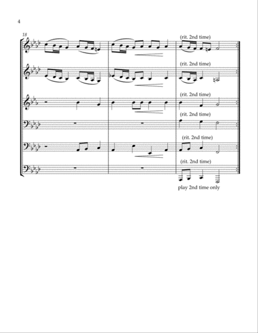 Three Renaissance Villanella Brass Ensemble scores gallery preview page 4