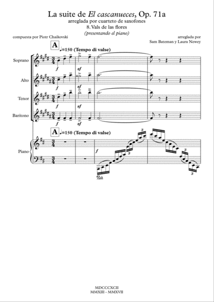 La suite de El cascanueces - 8. Vals de las flores Small Ensemble scores gallery preview page 1