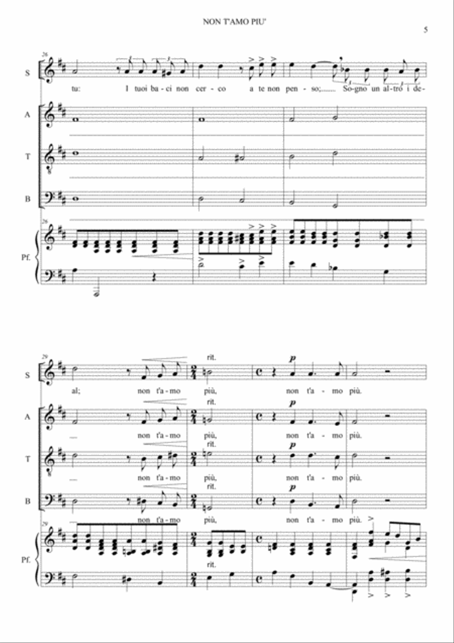 NON T'AMO PIU' - F.P. Tosti - For Soprano, ATB Choir and Piano ATB scores gallery preview page 5