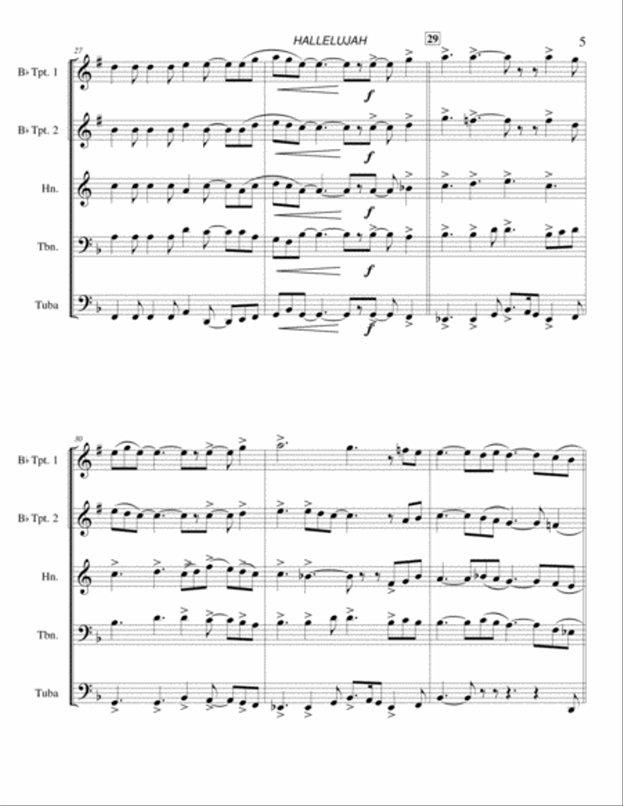 Hallelujah Brass Ensemble scores gallery preview page 6