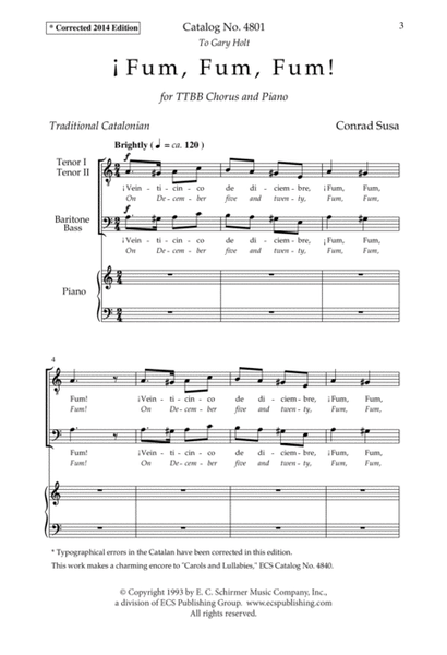 Fum, Fum, Fum! (Downloadable Choral Score)