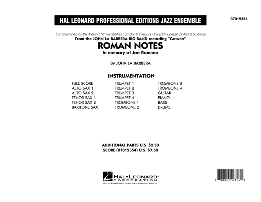 Roman Notes - Conductor Score (Full Score) Jazz Ensemble scores gallery preview page 1