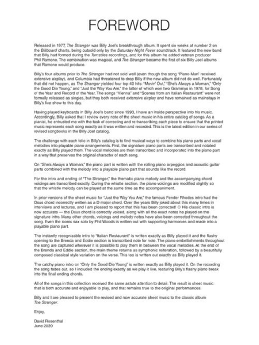 Billy Joel – The Stranger Piano, Vocal, Guitar scores gallery preview page 4