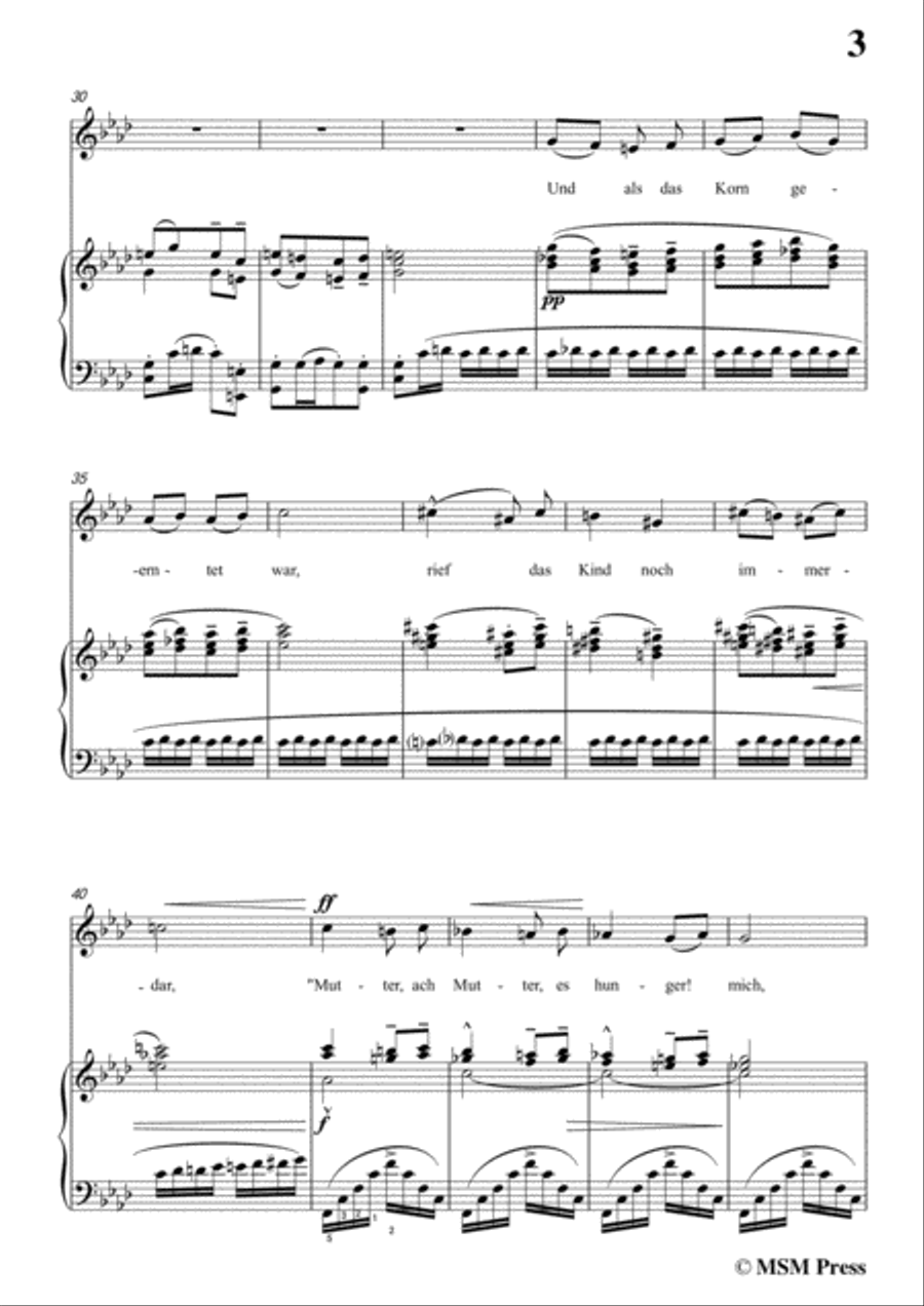 Mahler-Das irdische Leben in A flat Major,for Voice and Piano Voice Solo scores gallery preview page 5