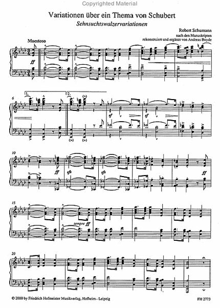 Variationen uber ein Thema von Franz Schubert (Sehnsuchtswalzervariationen)