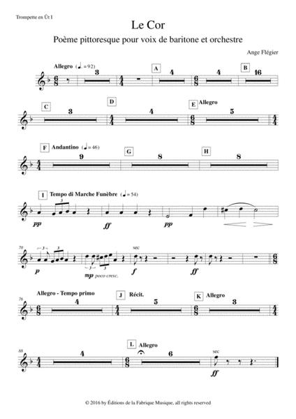 Ange Flégier: Le Cor for baritone voice and orchestra -C trumpet 1 part