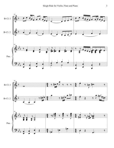 Sleigh Ride for Two Clarinets and Piano image number null