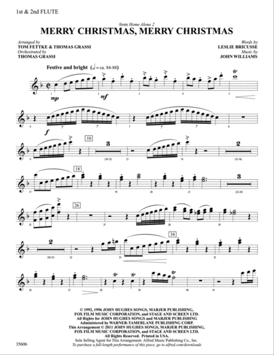 Merry Christmas, Merry Christmas (from Home Alone 2): 1st & 2nd Flute Flute scores gallery preview page 1