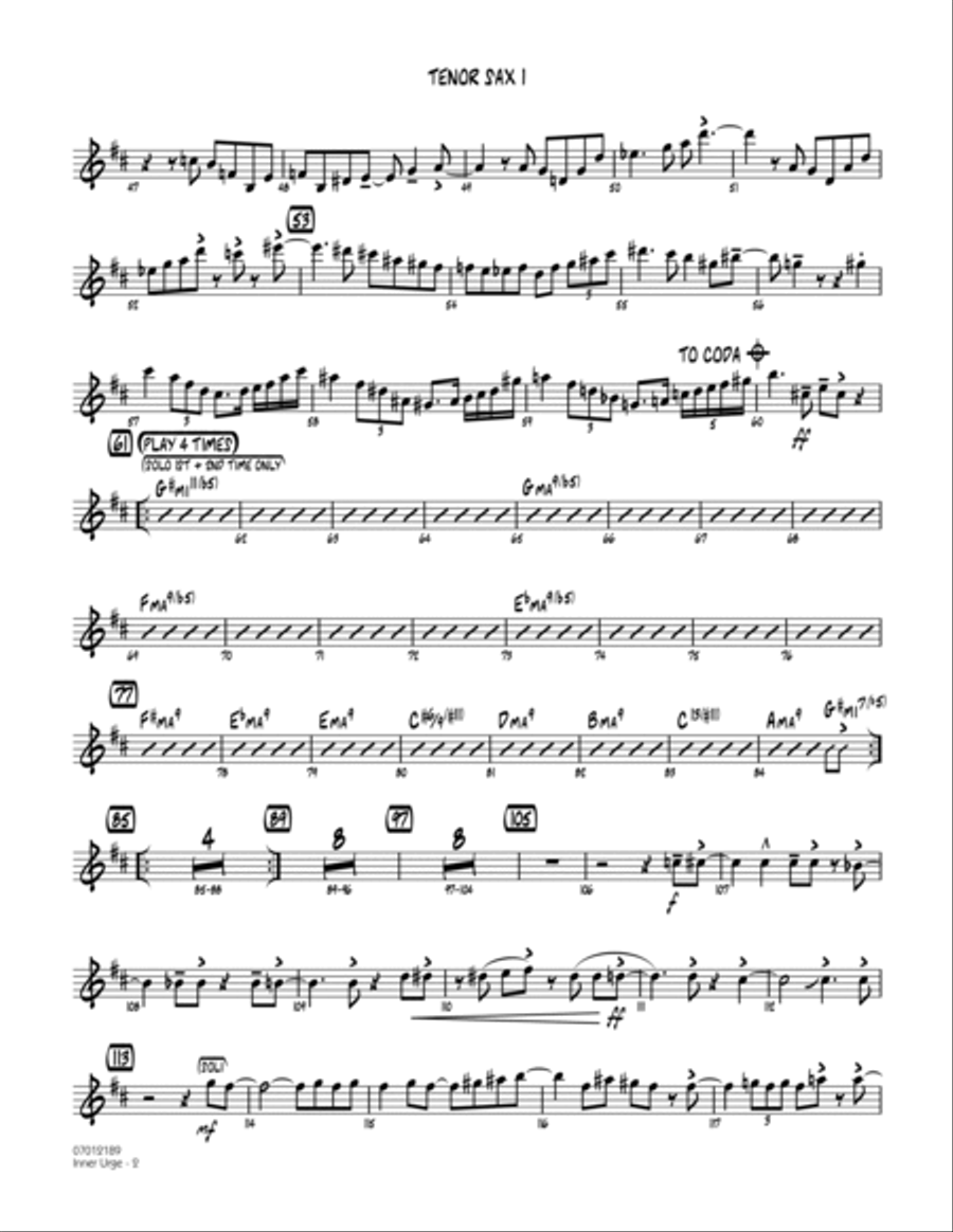 Inner Urge - Tenor Sax 1 Inner Urge - Tenor Sax 1 Tenor Saxophone scores gallery preview page 2
