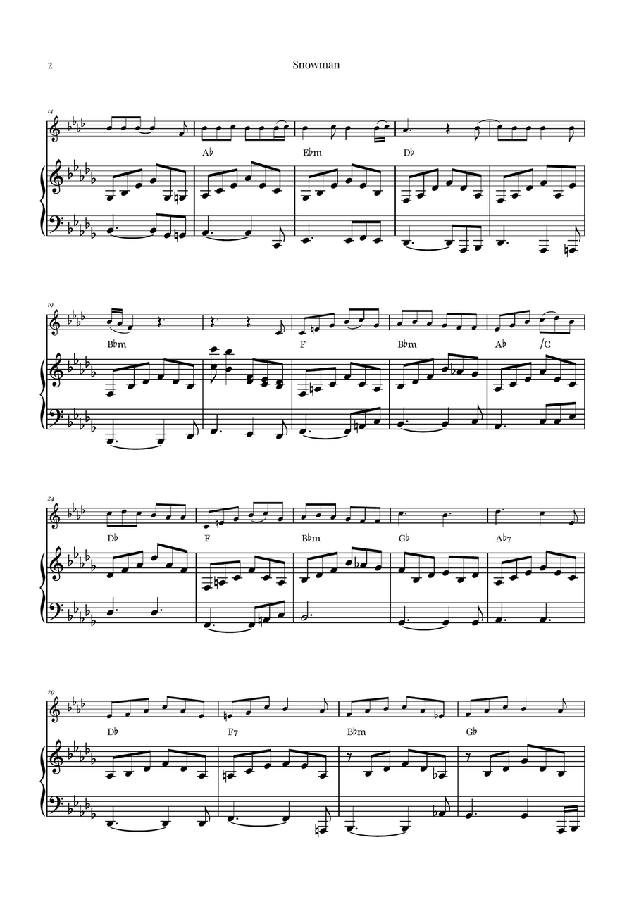 Snowman Piano scores gallery preview page 2