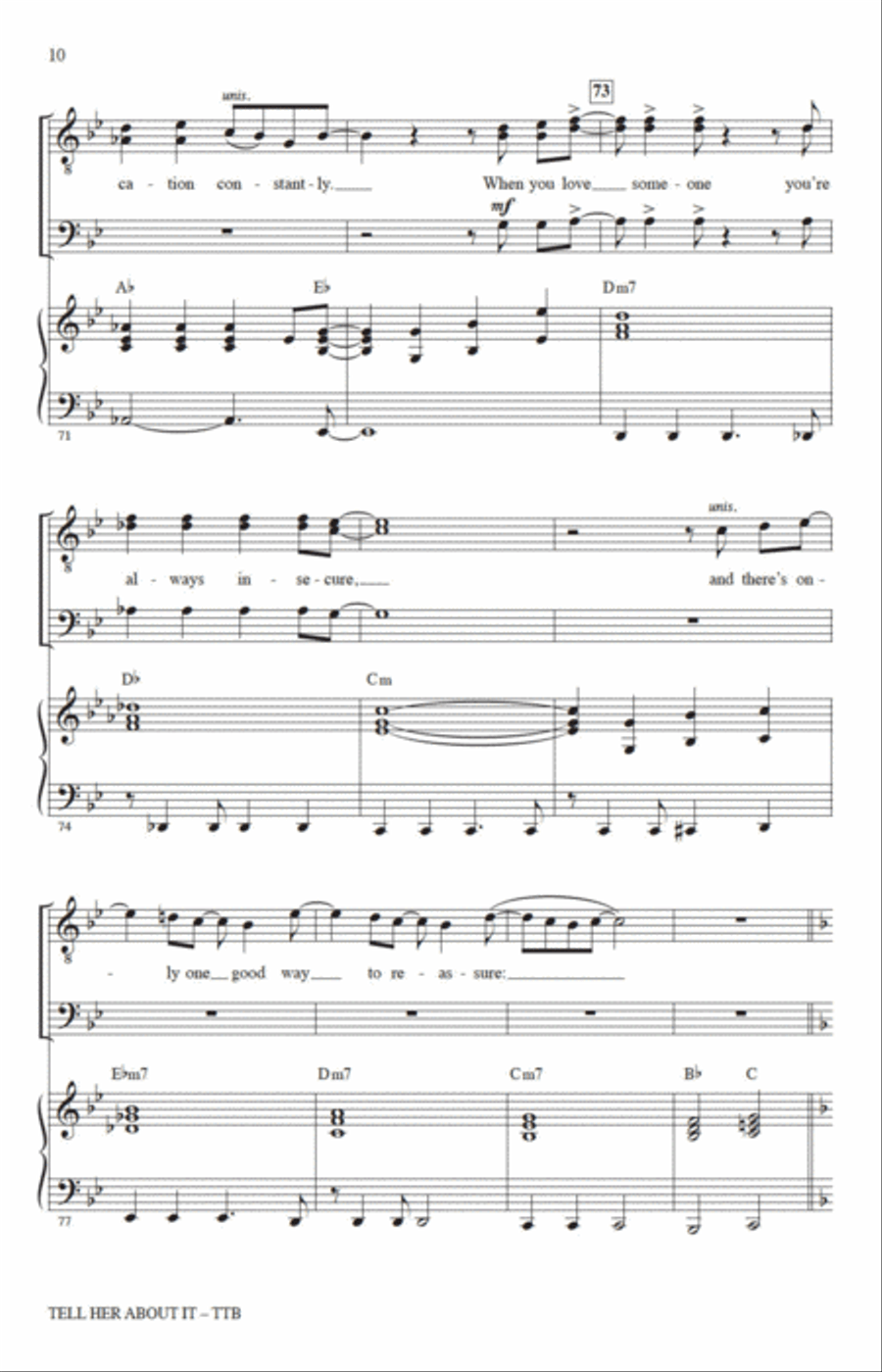 Tell Her About It (arr. Jack Zaino) TTBB scores gallery preview page 8