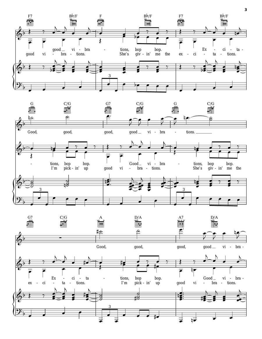 Good Vibrations Good Vibrations Piano, Vocal, Guitar scores gallery preview page 3