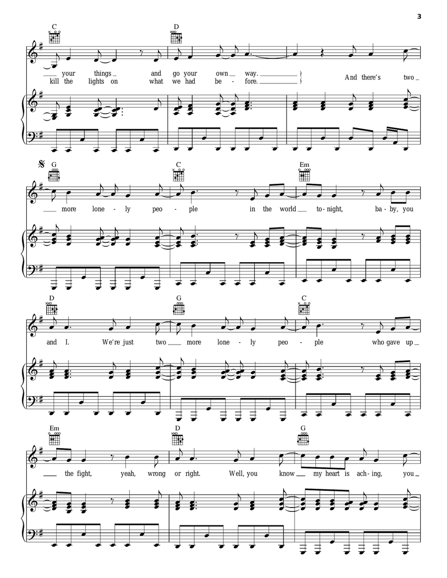 Two More Lonely People Two More Lonely People Piano, Vocal, Guitar scores gallery preview page 3