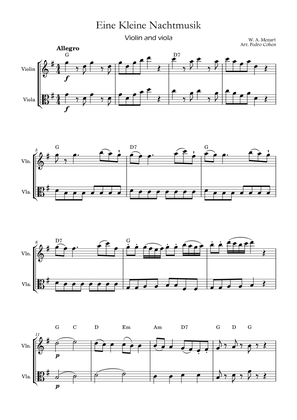 Eine Kleine Nachtmusik - violin & viola version w/ chords