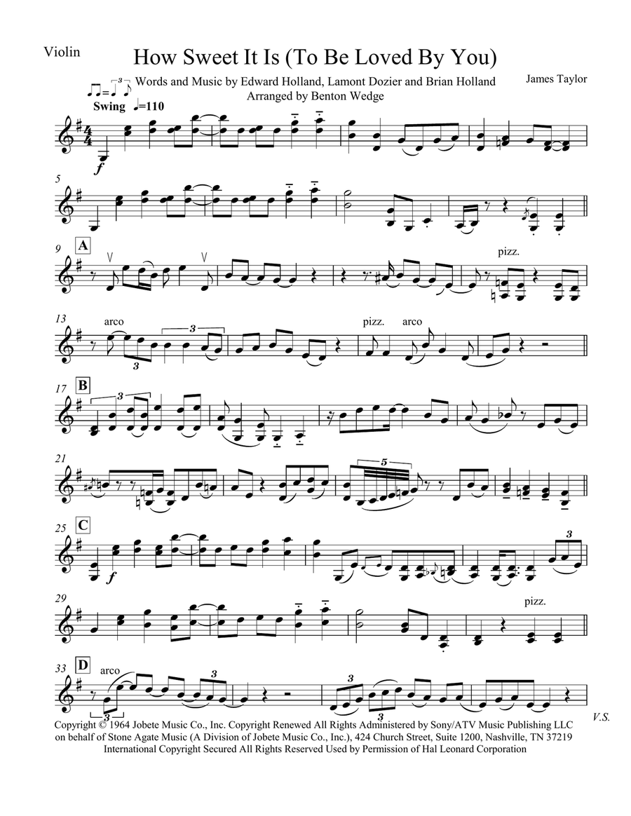 How Sweet It Is (To Be Loved By You) String Duet scores gallery preview page 1