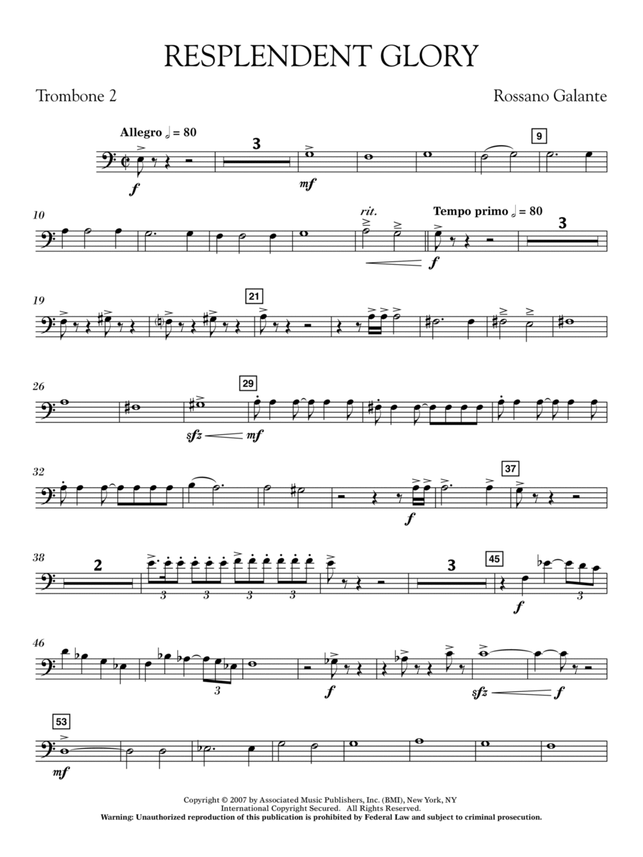 Resplendent Glory - Trombone 2 Concert Band scores gallery preview page 1