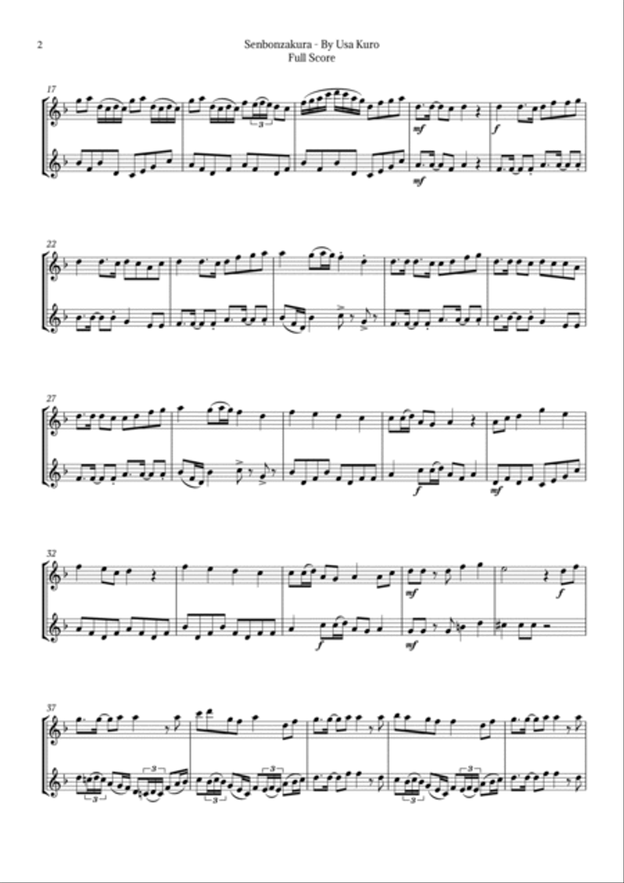 Senbonzakura Flute Duet scores gallery preview page 2