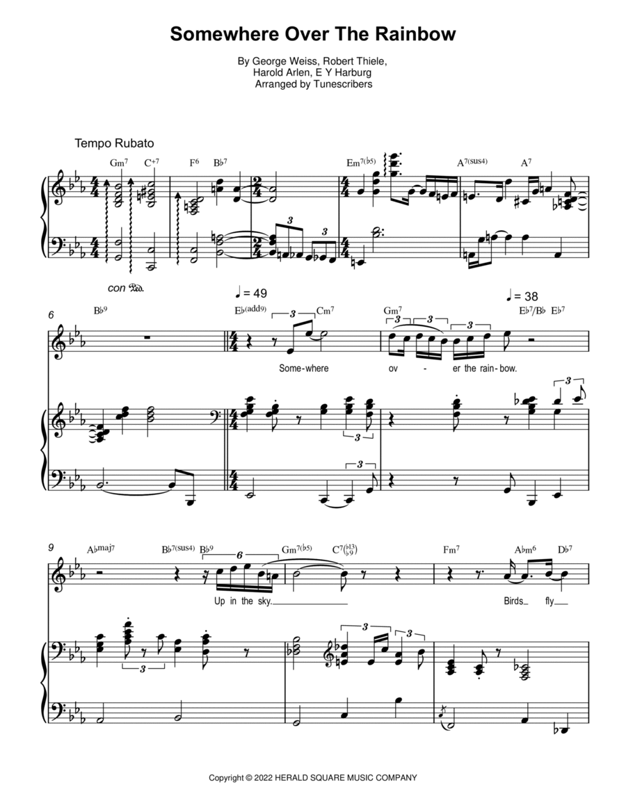 Somewhere Over The Rainbow Voice scores gallery preview page 1