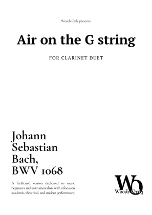 Book cover for Air on the G String by Bach for Clarinet Duet