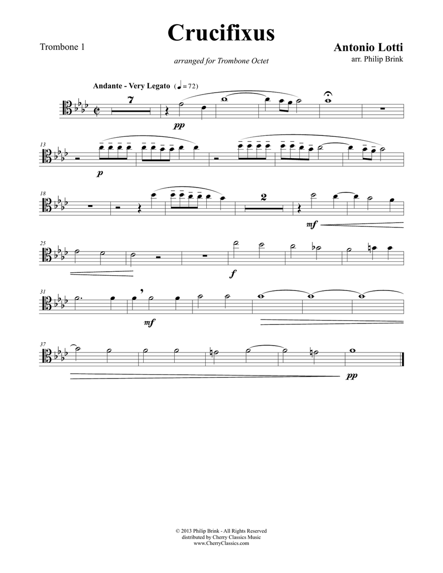 Crucifixus for 8-part Trombone ensemble Brass Ensemble scores gallery preview page 4