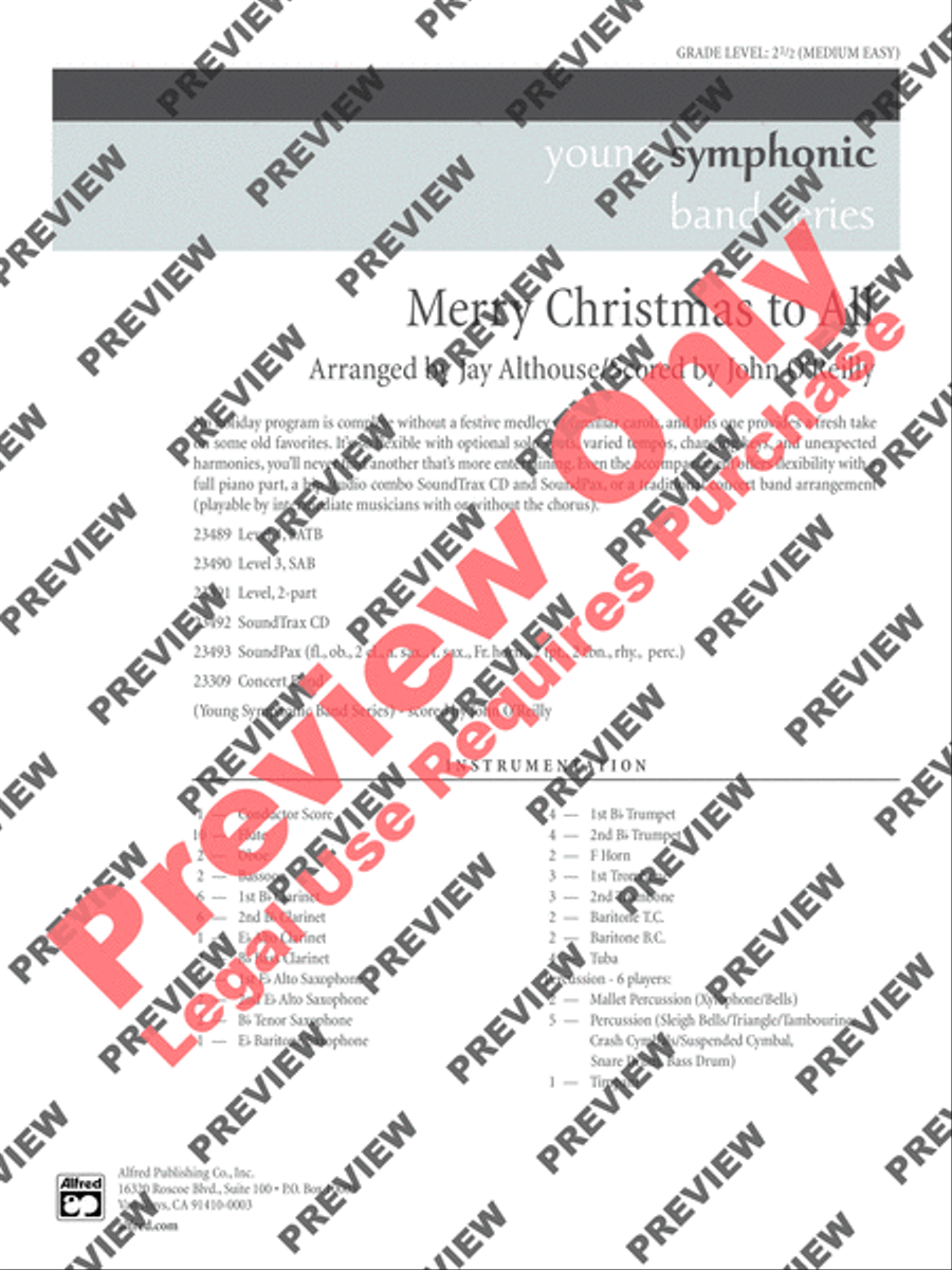 Merry Christmas to All (A Medley of Carols) Concert Band scores gallery preview page 2