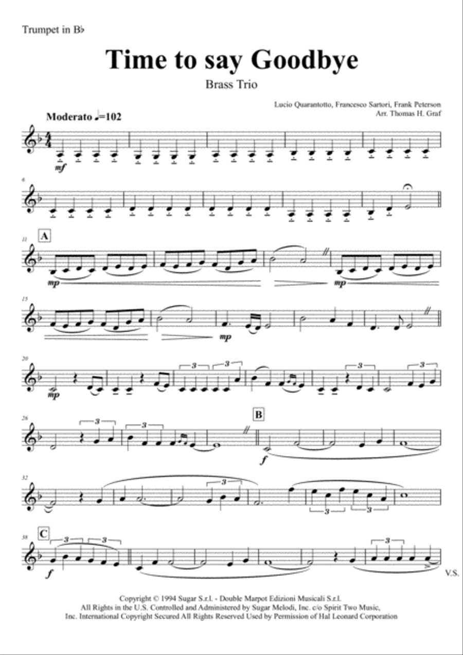 Time To Say Goodbye Trombone scores gallery preview page 6
