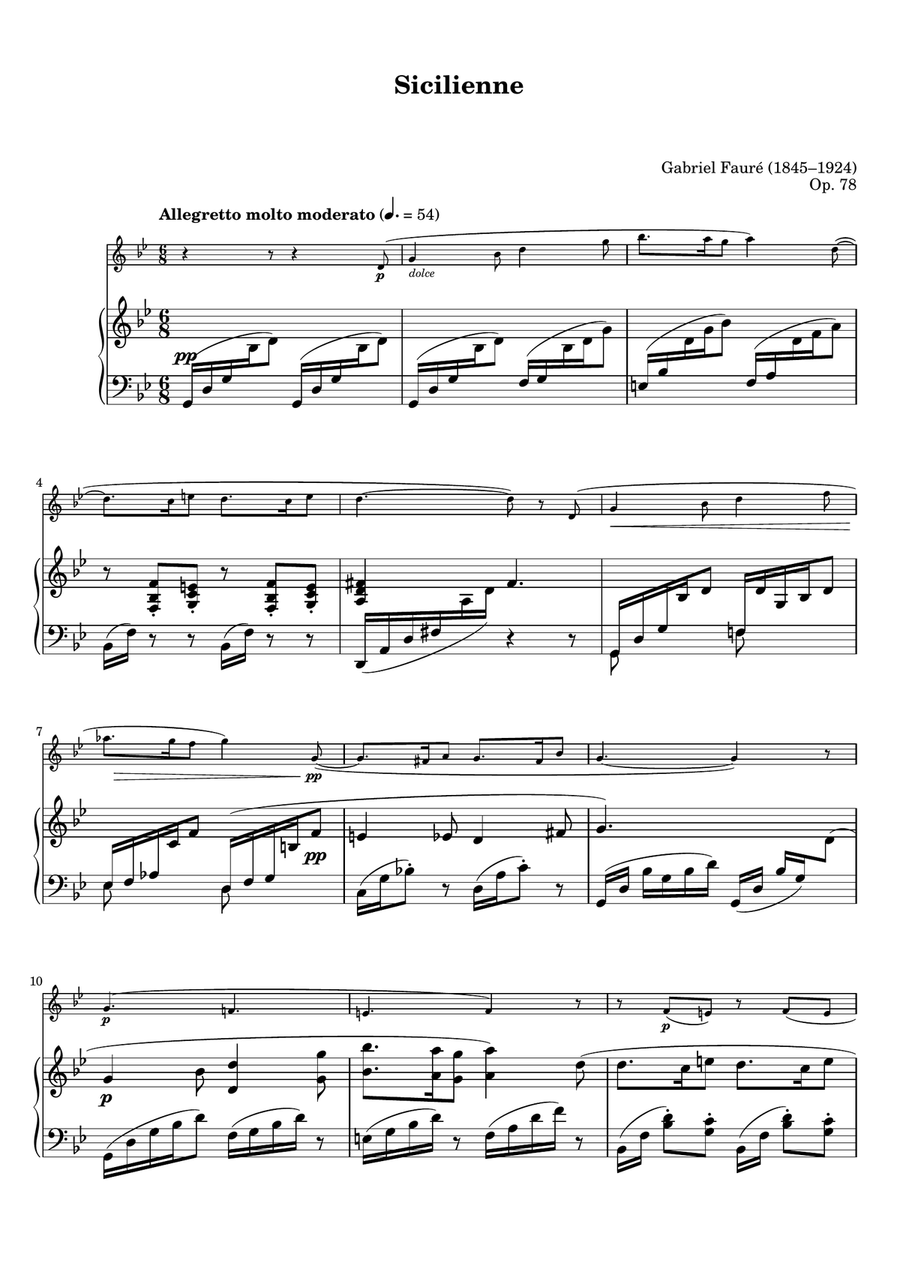 Sicilienne Op.78 for flute and piano image number null